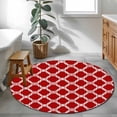 thumbnail image 3 of Red Morocco Round Area Rug 3.3Ft Washable Circle Rugs for Dining Room Table, Geometric Moroccan National Abstract Art Non-Slip Carpet Floor Mats Indoor Outdoor Carpet Runner Aesthetic Home Decor, 3 of 8
