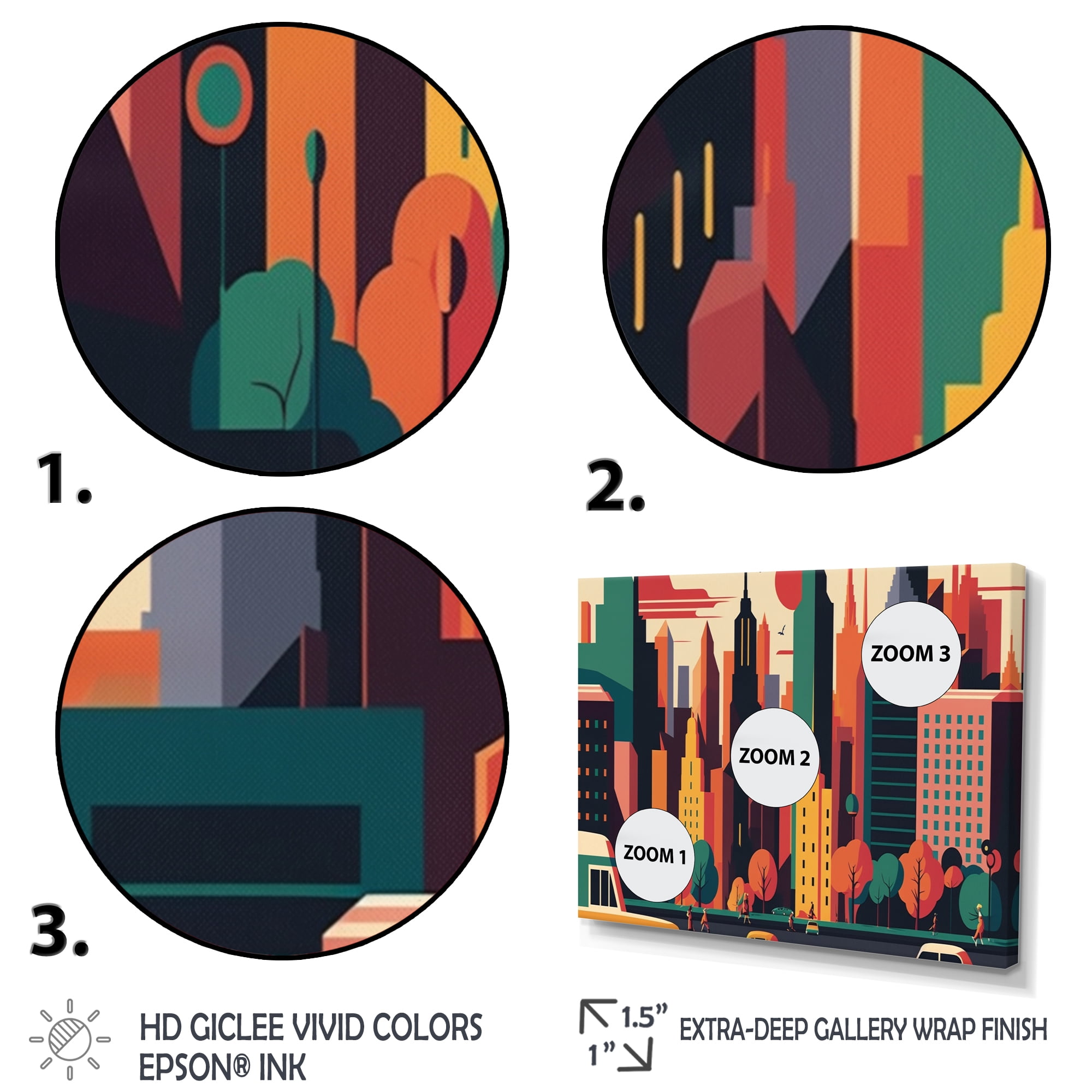 Designart Colorful Cityscape I Canvas Wall Art