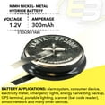 thumbnail image 7 of 2x 1/CP300H-TABS 1.2V 300mAh NiMH Battery w/TABS for GPS-Trackers Car Alarms, 7 of 7