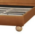 thumbnail image 5 of Christopher Knight Home Queen Velvet Upholstered Bed Frame with Thick Headboard, Brown, 5 of 11
