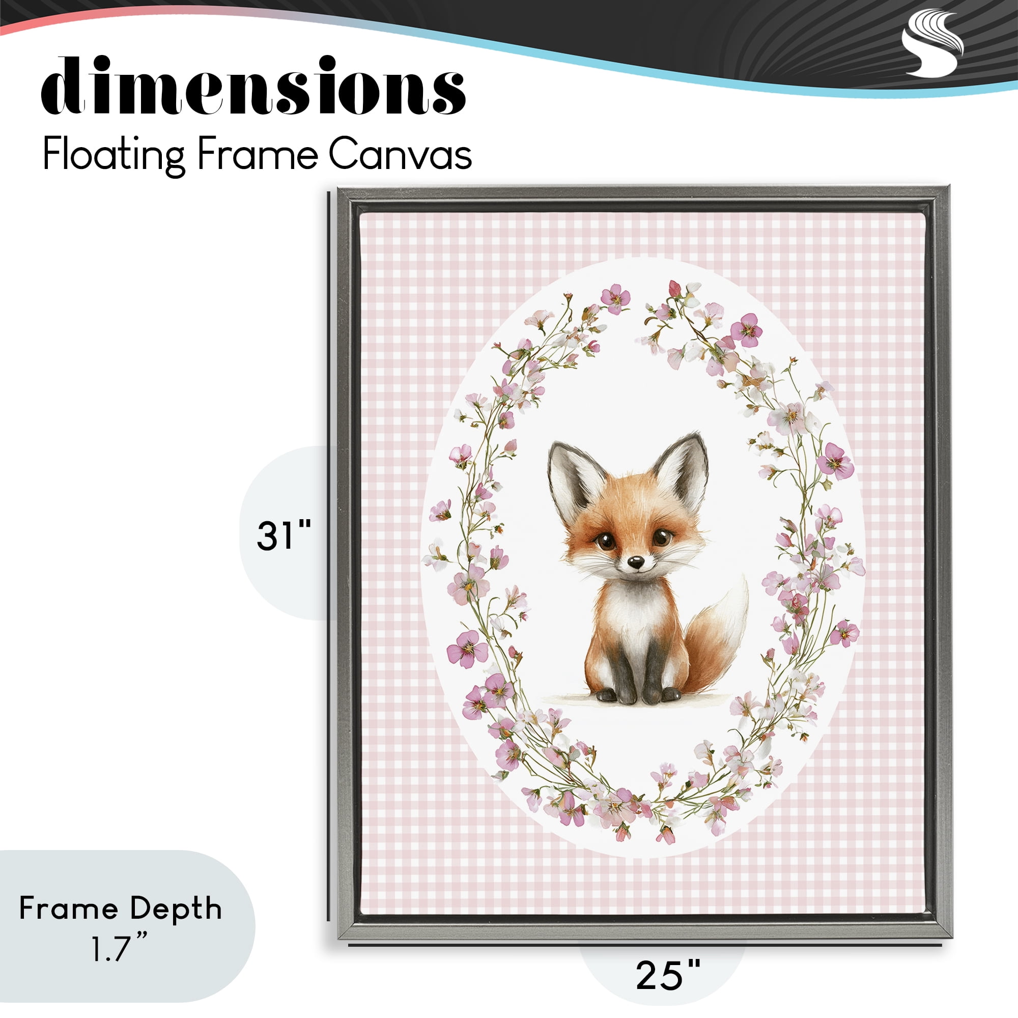 Stupell Industries Fox with Cherry Blossoms Gray Framed Floater Canvas Wall Art, design by Christine Simpson Art