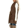 thumbnail image 6 of BLTIBY Winter Vest Coats for Women Puffer Winter Fall V Neck Jacket Lady Warm Thicken Button Long Casual Sleeveless Overcoat with Pockets 2024 Brown L, 6 of 7