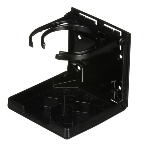 Attwood Marine Cup Holder 2445-7 Vertical Mount; Fold-Up; Black; Polycarbonate; Non-Lighted; Dual Ring; 7/8 Inch Closed Depth