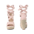 thumbnail image 6 of BLISSFUL STEP Lace Up Espadrilles Wedges Heels Sandals for Women Dust Pink 9, 6 of 7