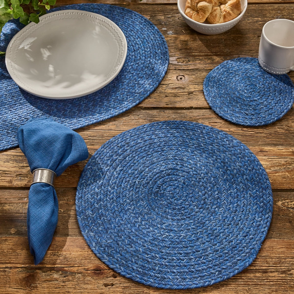 Park Designs Blue Spice Bin Braided Table Runner 15" X 54"