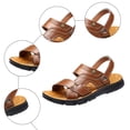 thumbnail image 4 of Rokment Mens Orthotic Sandals with Back Strap Convertible Arch Support Leather Open Toe Walking Slip on Beach Casual Backless Slides Summer Shoes for Driving Work Non Slip Brown Size 7.5, 4 of 5