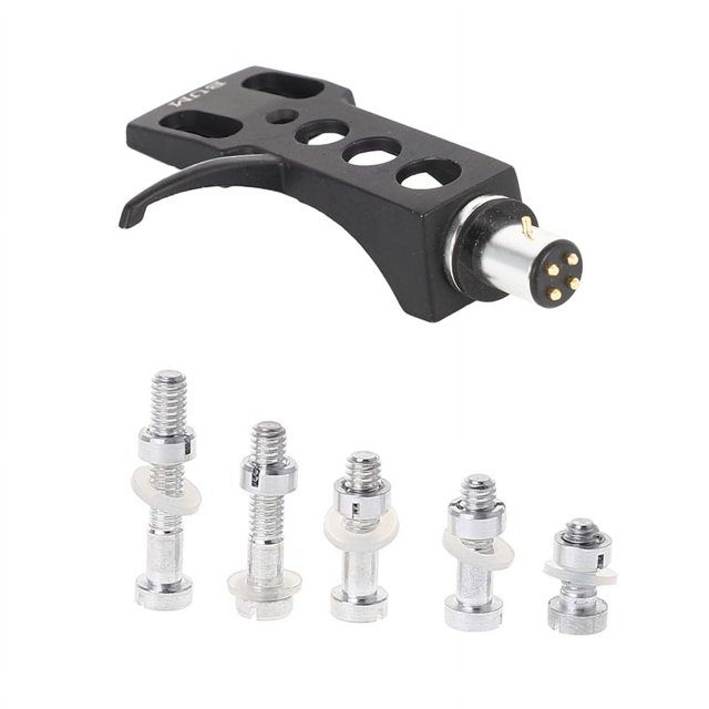 1x Black Turntable Headshell for & 5Pcs M2.5 Screws Bolt Nut Washers Set Turntable Headshell Stylus