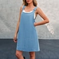 thumbnail image 4 of hotojiny Womens Denim Overalls Dress Casual Summer Loose Bib Rompers Jumpers Adjustable Straps Jean Overall Dress with Pockets, 4 of 5