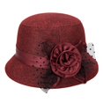 thumbnail image 2 of Church Hats for Women Wide Brim Fedora Hat Vintage 1920s Style with Floral Decor for Wedding Party and Special Occasions Red One Size, 2 of 5