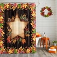 thumbnail image 2 of Shower Curtain 60"W x 72"L Fall Maple Leaves Star Vintage Wood Grain Fabric Shower Curtains Set with Hooks Water Repellent Bathroom Curtains Machine Washable Bathroom Accessories, 2 of 6