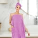 thumbnail image 4 of Toalla de baño envolvente para mujer, para ducha de spa, toalla de baño, bata de baño de microfibra suave, envoltura con turbante para el cabello, 4 of 5