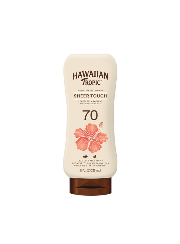 Hawaiian Tropic Sheer Touch Ultra Radiance Lotion Sunscreen SPF 70, 8oz | Hawaiian Tropic Sunscreen SPF 70, Sunblock, Broad Spectrum Sunscreen, Oxybenzone Free Sunscreen, Body Sunscreen, 8oz