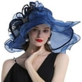 thumbnail image 2 of Women Hats Organza Butterfly Decoration Wide Brim Occasion Event Derby Church Dress Sun Hat, 2 of 5