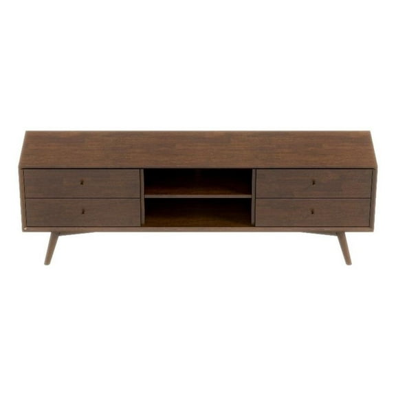 Francesca Mid-Century Modern Solid Wood TV Stand in Brown for TVs up to 65"