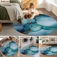thumbnail image 6 of Teal Blue Marble Large Area Rugs for Bedroom Living Room, Soft Non Slip Carpet Bedside Rug, Abstract Artwork Aesthetic Round Floor Cover Kitchen Accent Rug 5' for Dining Room/Office, 6 of 9