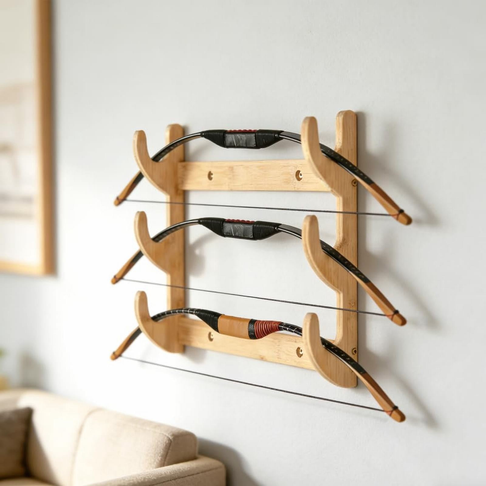 BinKFF Bow Rack Wall Mount Wooden Bow Hanger Bow Hook Wall Mount Bow Storage Rack Universal Bow Holder Stand for Recurve Compound Bow Longbow Shop Display Bow - Not Bow