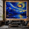 thumbnail image 6 of Mountain Lake Under a Swirling Starry Sky, Dreamy Fantasy Style for Nature Lovers, Night Sky Wall Art, Housewarming Gift, Tapestry Wall Hanging for Bedroom and Living Room, 6 of 7