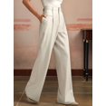 thumbnail image 6 of Women High Waist Floor-Length Straight Wide Leg Commute Suit Trousers Business Casual with Pockets White L, 6 of 8