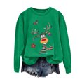 thumbnail image 4 of Kaprioy Sweatshirts for Women Cute Christmas Gift Long Sleeve Shirt Pullover Tops Elk Prints Fall Fashion Clothing Green, XXL, 4 of 6