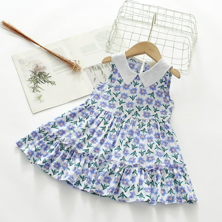 

Realhomelove Toddler Baby Girl Summer Dresses Girls Floral Sleeveless Dress Collared Casual Tank Sundresses Cute Trendy Clothes 2-10T