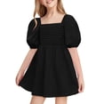 thumbnail image 1 of Vestido de verano Haloumoning para niñas, cuello cuadrado, línea A, de 5 a 14 años, 1 of 6