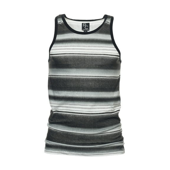 Ron Chereskin Mens Ombre Striped Cotton Tank Top (Medium, Black)