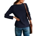 thumbnail image 4 of Long Sleeve Spring Autumn Women Lightweight Knit Sweater Female Round Neck Pullover, 4 of 5