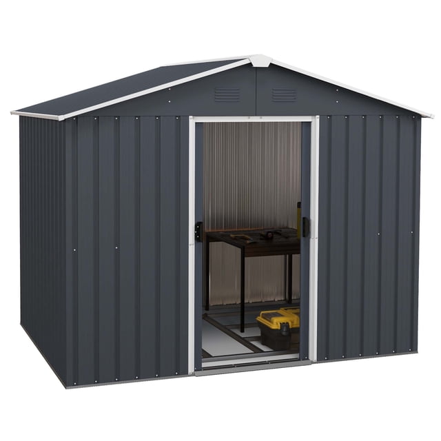 Costway Remise de Jardin Extérieur 5,7 Pi x 7,5 Pi à Double Porte avec Fenêtre
