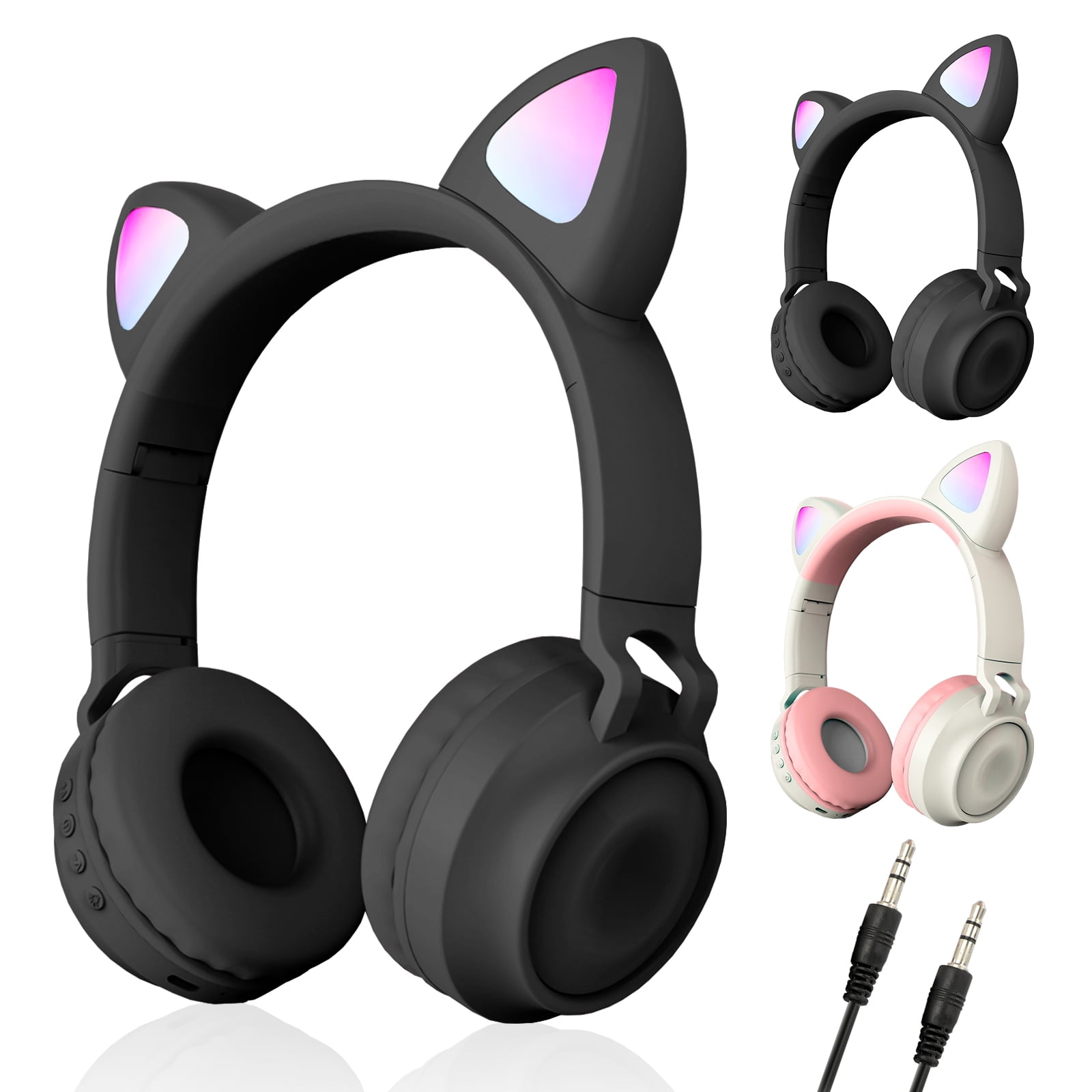 Wireless Bluetooth Kids Headphones, EEEKit Cat Ears Bluetooth Over Ear Headphones with Noise