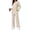 Beige, variant on 2 Piece Sets for Women Travel Outfits Color Block Long Sweater Lounge Sets Splits Hem Tracksuits with Pockets