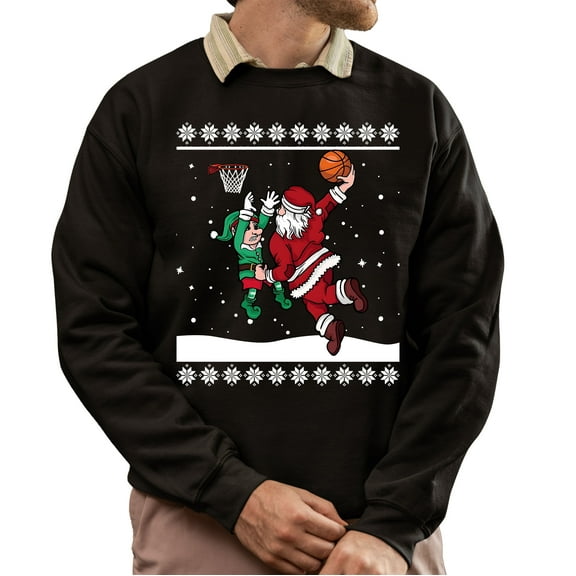 Christmas Sweatshirt, Santa Basketball Dunk Christmas Sweatshirt, Funny Ugly Holiday Sweatshirt, Xmas Gift for Basketball Lovers