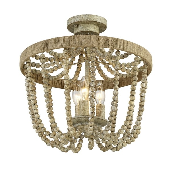 Trade Winds Lighting Tw020453 97 3 Light Transitional Semi Flush Mount Ceiling In Natural Wood With Rope Accents Com Semi Flush Mount Ceiling Light, Transitional Light Fixtures Flush Mount
