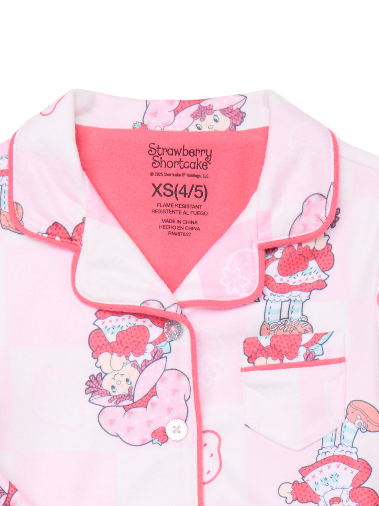 Strawberry Shortcake Girls Long Sleeve Coat and Shorts Pajama Set, 2-Piece, Sizes 4-16