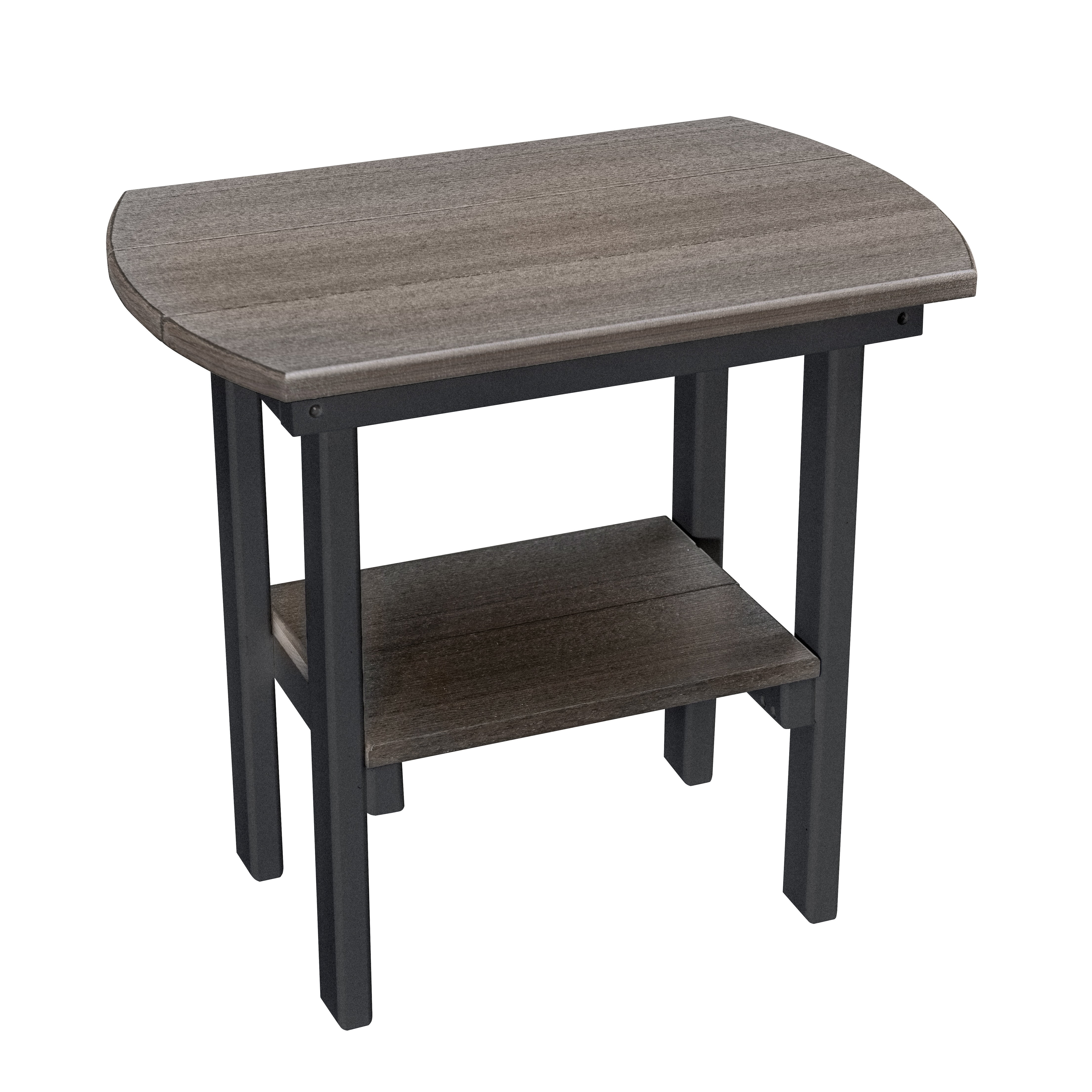 American Furniture Classics Model 525CGBK Outdoor Oval End Table in Coastal Gray on a Black Base