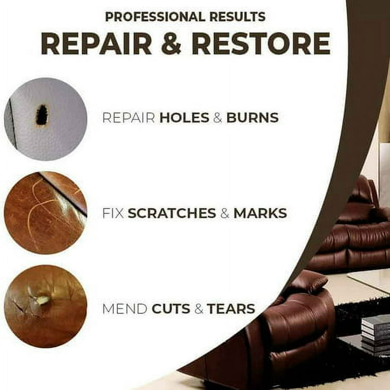 DARK BROWN Leather Repair Kit for holes, tears, scratches burns in  furniture