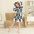 thumbnail image 3 of FORMRS Niños Bathrobe Unisex Hooded Robe Soft Plush Pajamas Sleepwear, Size 10-12T, Blue Cat Stars, 3 of 7