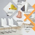 thumbnail image 6 of NYEESS Set of 6 White PU Dining Chairs with Silver Metal Legs, Modern Upholstered Seating for Kitchen or Office, 6 of 6
