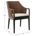 thumbnail image 3 of Safavieh Enrico Scandinavian Rattan and Wood Dining Arm Chairs, Brown/White, 3 of 5