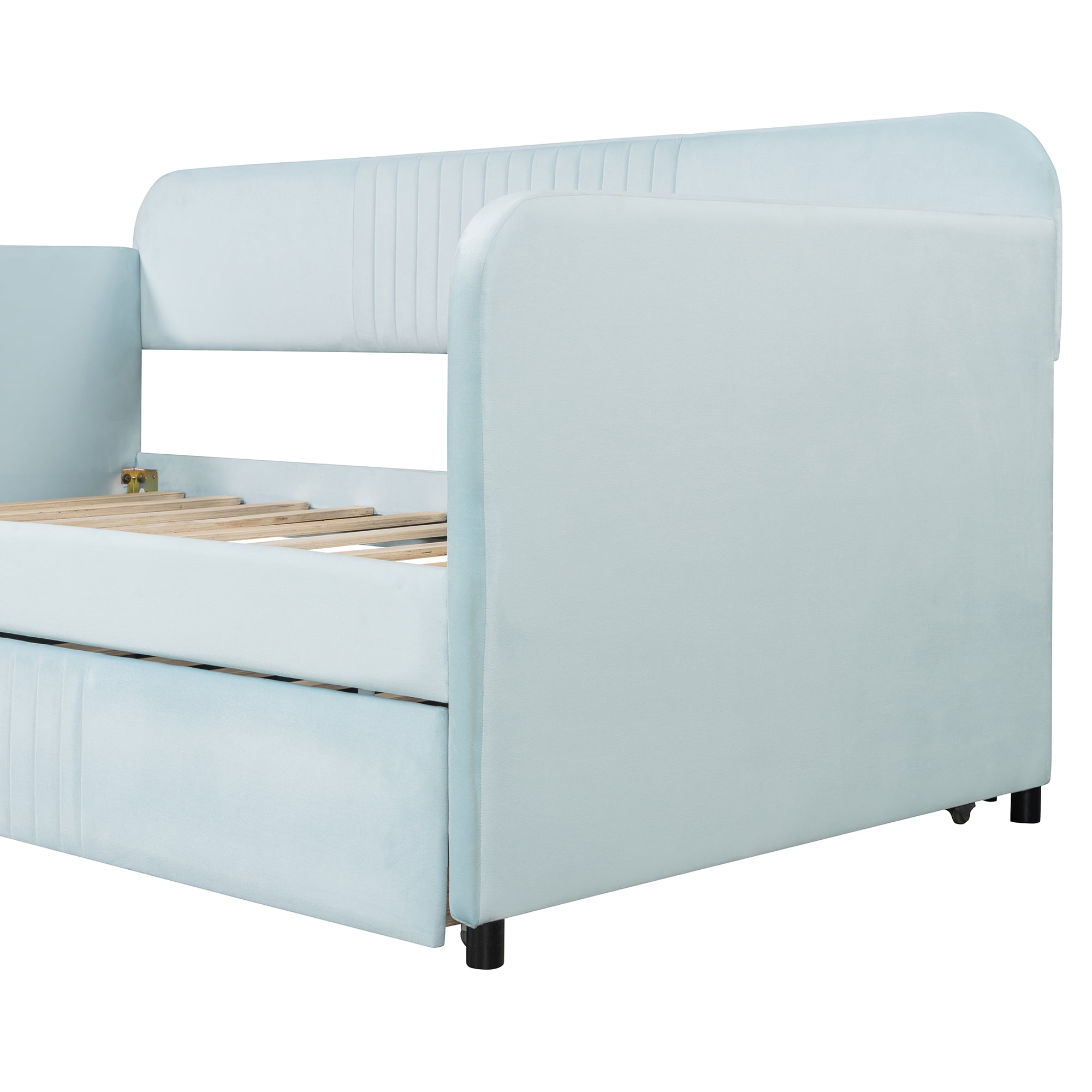 Sailvan Upholstered Daybed Sofa Bed Twin Size With Trundle Bed and Wood Slat