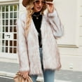 thumbnail image 4 of BiZtdJrK Back To College Sales Womens Long Winter Coat Warm Faux Fur Leopard Overcoats Long Sleeve Open Front Fuzzy Fluffy Cardigan Outwear Beige L, 4 of 9