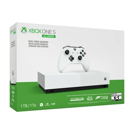 Microsoft Xbox One S 1TB All-Digital Edition Console (Disc-free Gaming), White,