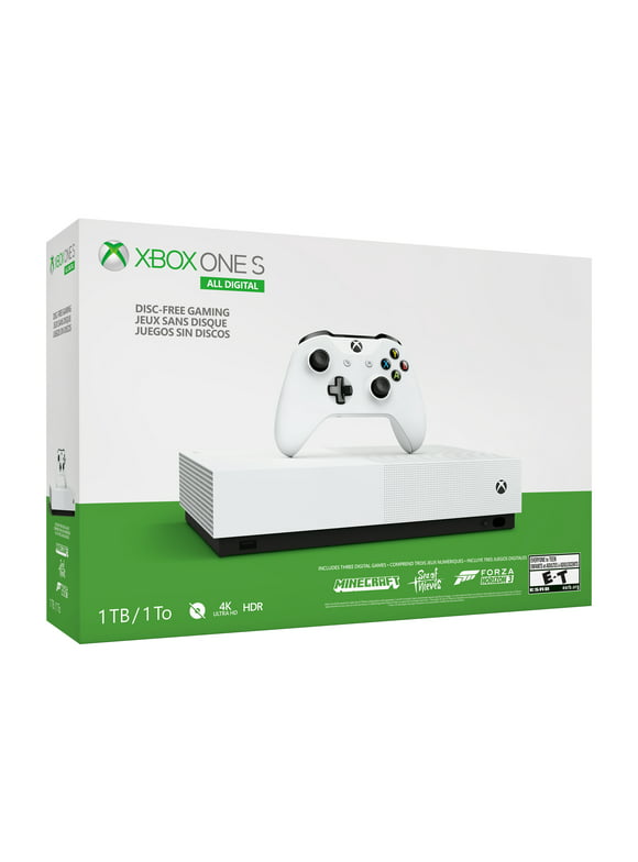 Restored Microsoft Xbox One S 1TB All-Digital Edition Console (Disc-free Gaming), White, NJP-00024 (Refurbished)