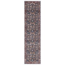 SAFAVIEH Heirloom Sharla Oriental Polyester Runner Rug, Navy/Rust, 2' x 8'