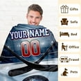 thumbnail image 4 of Custom Ice Hockey Blanket for Boys Girls with Name, 50 x 40 Inches Warm Soft Blanket for Ice Hockey Lovers, Cozy White Warm Flannel Throw Blanket Bed Sofa Room Decor, Camping, Travel, 4 of 6
