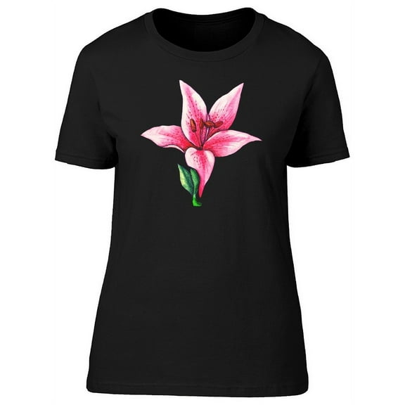 Pink Tropical Lily Flower T-Shirt Women -Image by Shutterstock, Female XX-Large