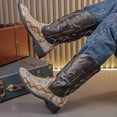 thumbnail image 3 of Men’s Western Cowboy Boots, Snake Print Embroidered Mid-Calf Boots, Pointed Toe with Metal Tip, Classic Pull-On Design Slip-Resistant Sole, 3 of 6