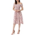 thumbnail image 1 of Vestido sin mangas de flores con fruncido INSPIRE CHIC para mujeres, vestido corto de verano sin hombros, rosa XL, 1 of 6