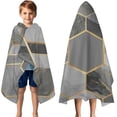 thumbnail image 3 of Gray Gold Hexagon Marble Pattern Hooded Bath Towel，50"x30" for Ages 3 To 12 Kids, Quick Dry Lightweight Soft Microfiber Hood Beach Towel Cover Up for Kids, 3 of 7