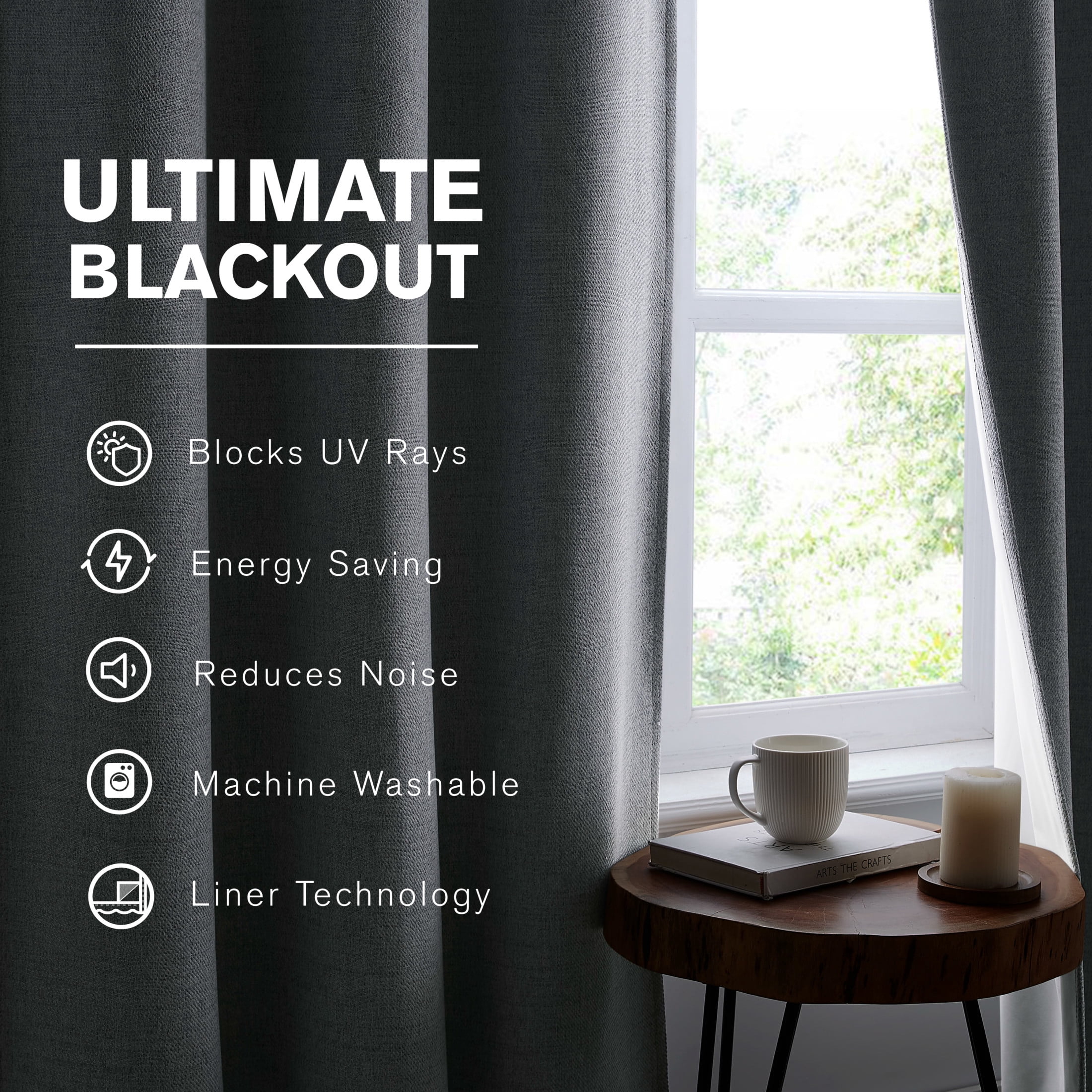 Brookstone Blue Josie Blackout Grommet 38" W x 96" L Window Curtain Panel Pairs