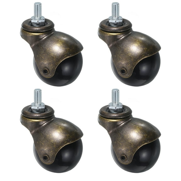 2 Inch Ball Caster Wheels, 4 Pack Threaded Stem Caster, Bronze Tone